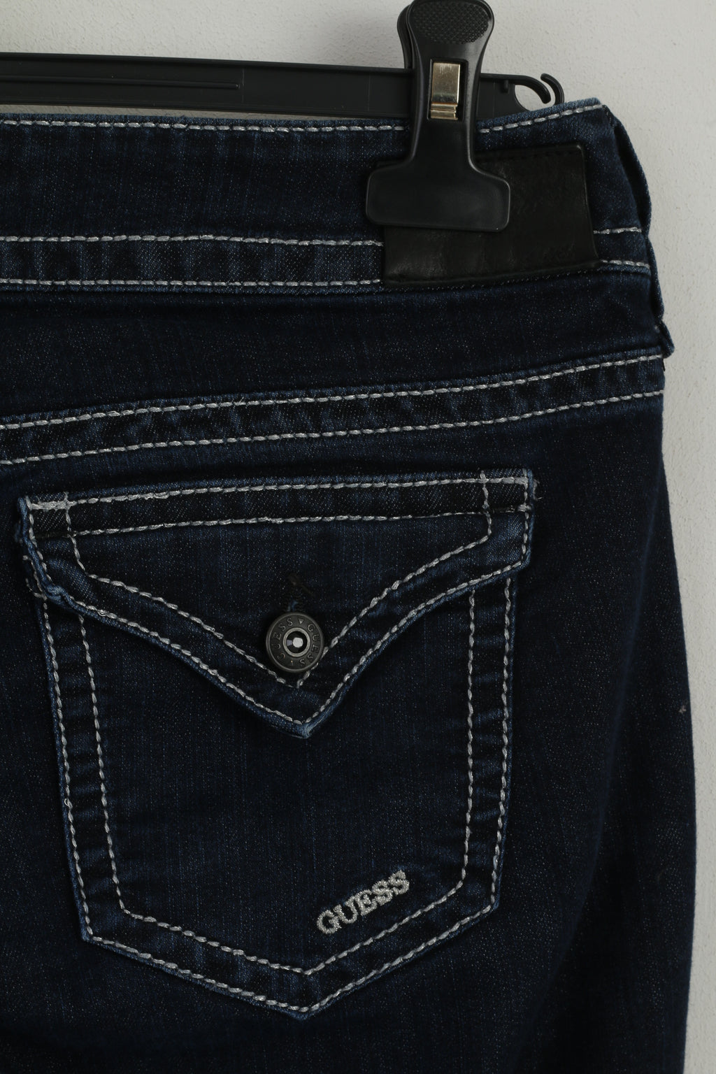 Guess Jeans Women 34 Jeans Trousers Navy Denim Cotton Regular Straight Pants