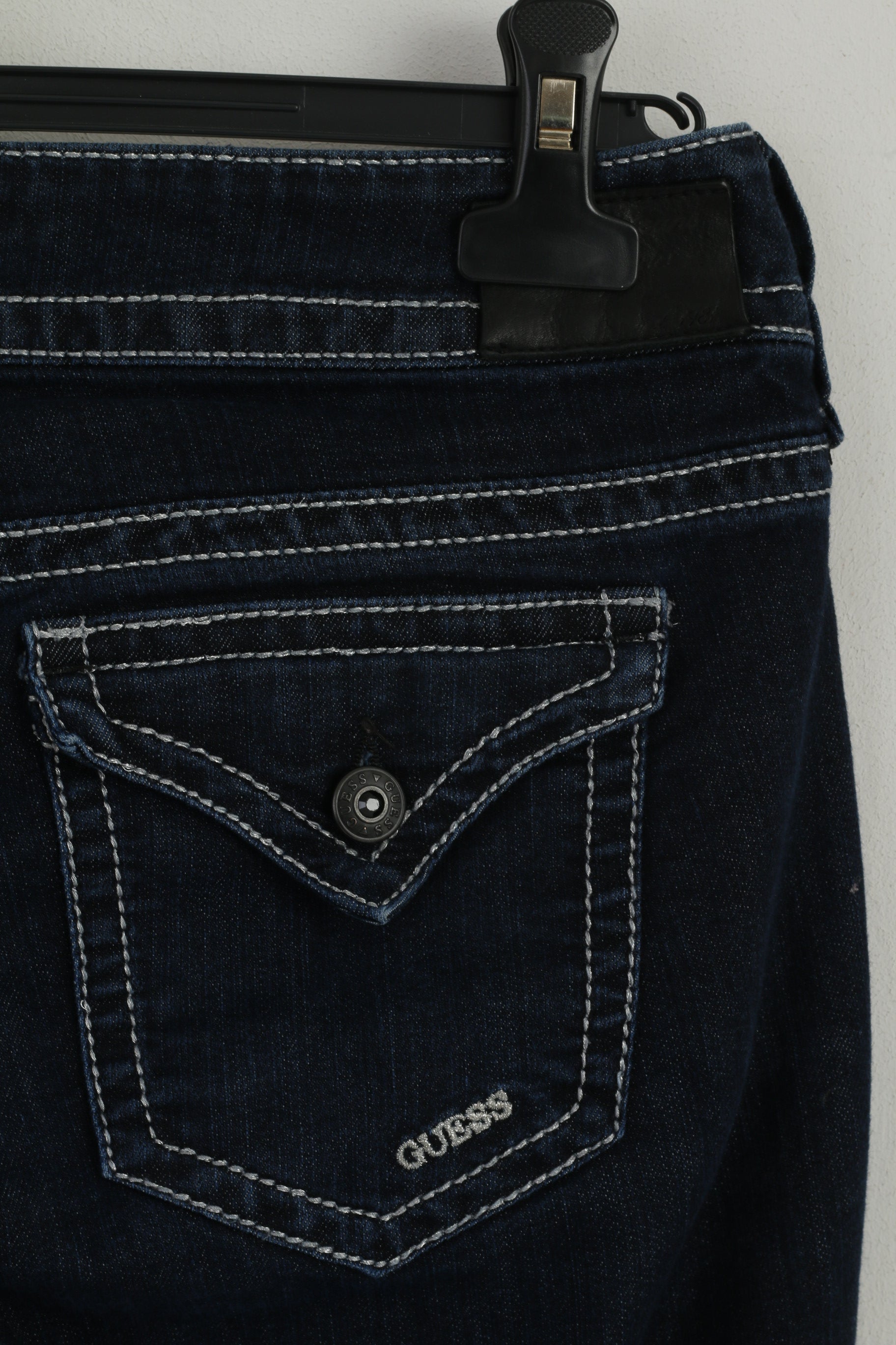 Guess Jeans Women 34 Jeans Trousers Navy Denim Cotton Regular Straight Pants