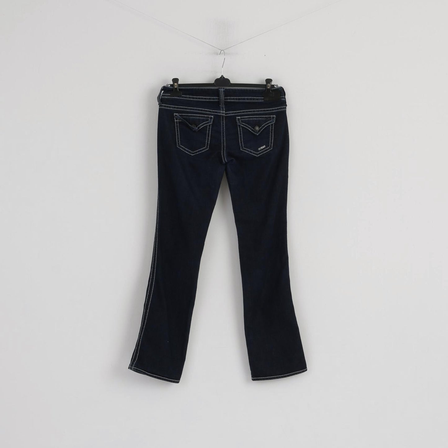 Guess Jeans Women 34 Jeans Trousers Navy Denim Cotton Regular Straight Pants
