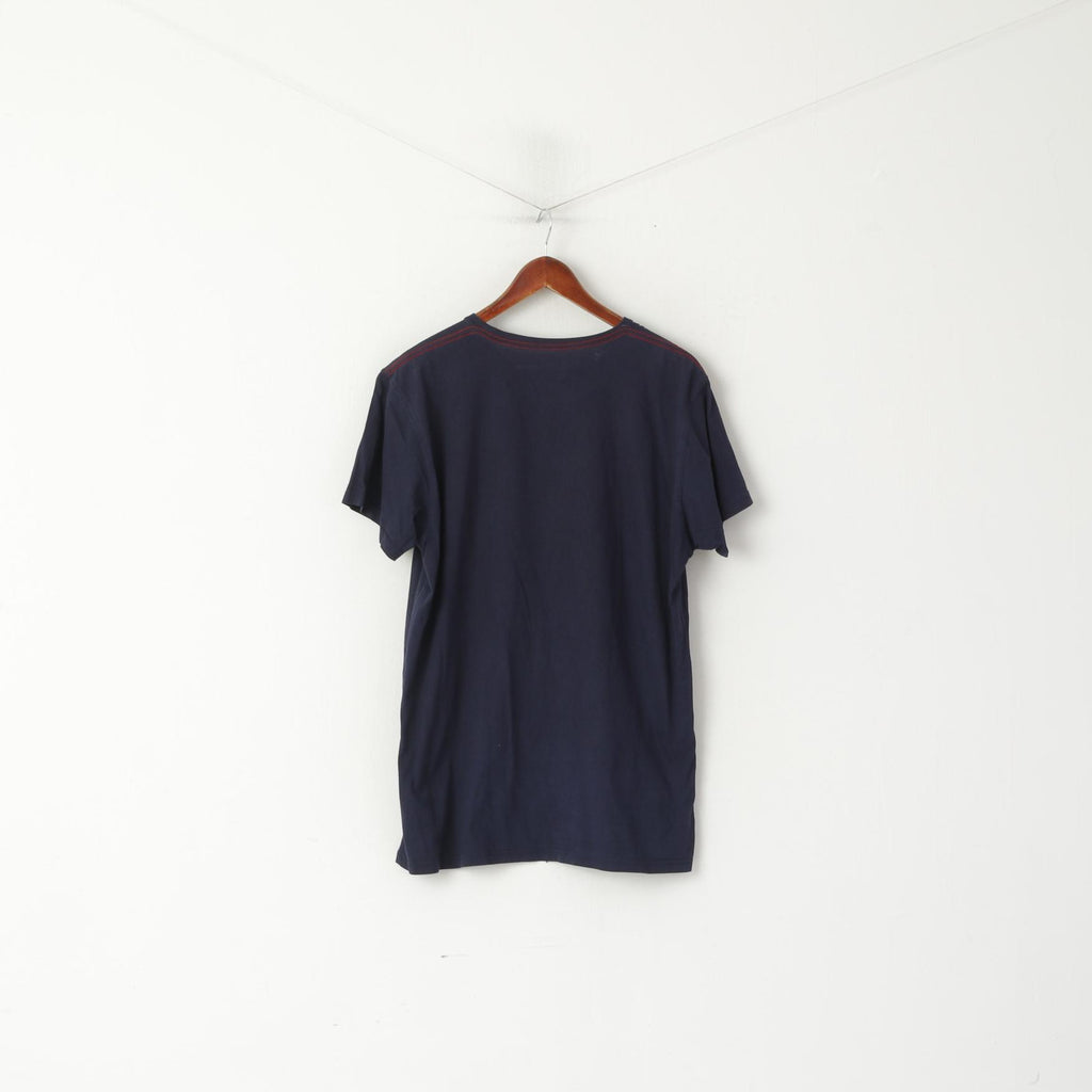 Etirel Homme L T-Shirt Marine Coton ETRL Academy Campus Graphic Top