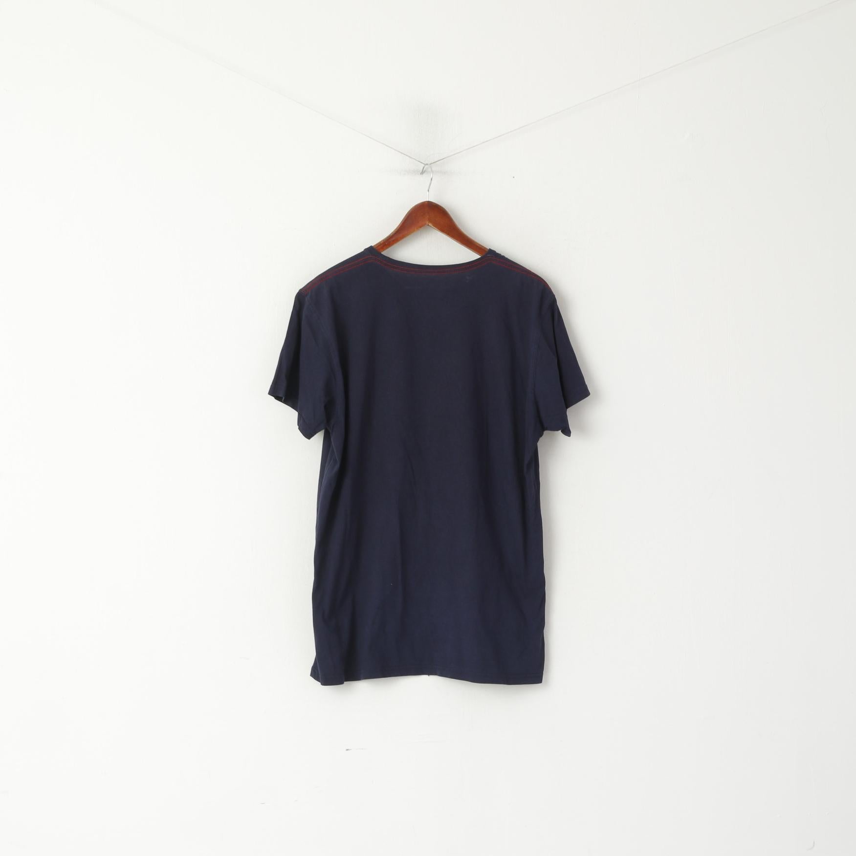 Etirel Homme L T-Shirt Marine Coton ETRL Academy Campus Graphic Top