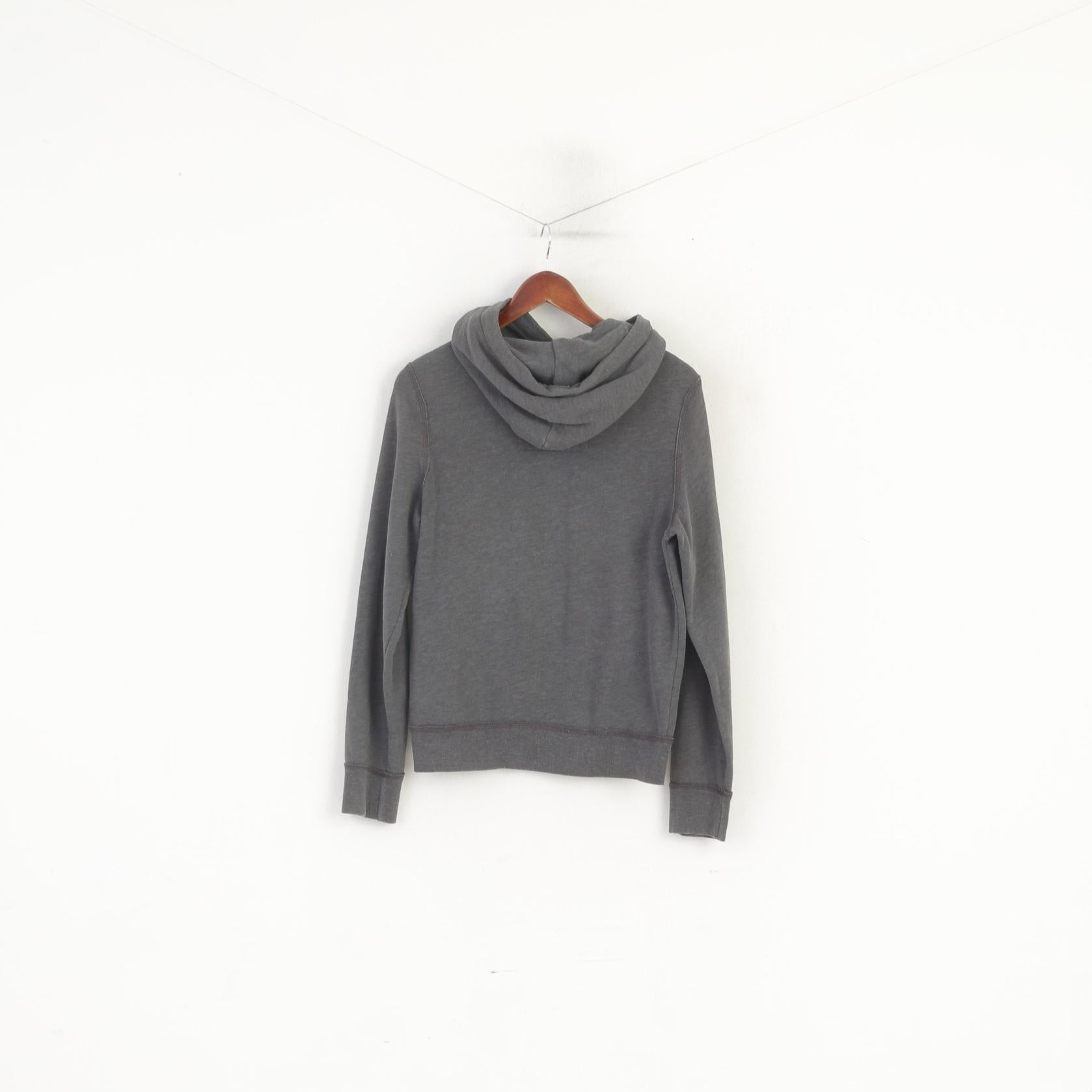 Felpa Hollister da donna in cotone grigio con tasca a marsupio sportiva con cappuccio da surf