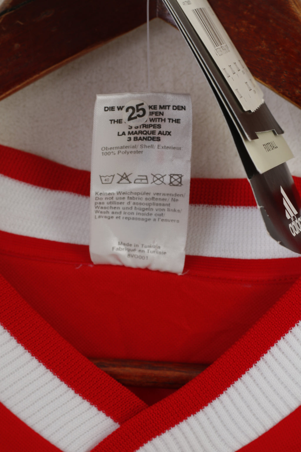 Nouveau Adidas hommes 2XL chemise rouge blanc Football #2 RWE Striker maillot col en V haut