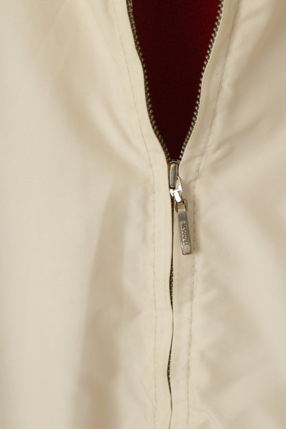 Lacoste Women 46 L Jacket Cream Shiny Vintage Fleece Lined Full Zipper Classic Top