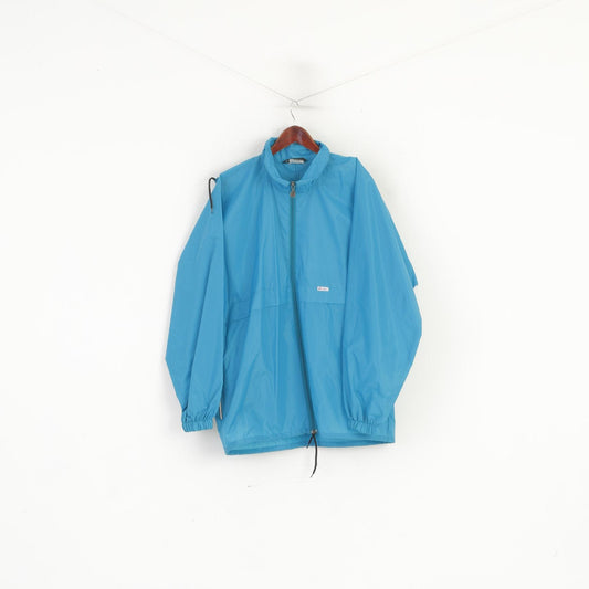 K-Way International Men L Jacket Turquoise Packable Vintage Nylon Waterproof Top