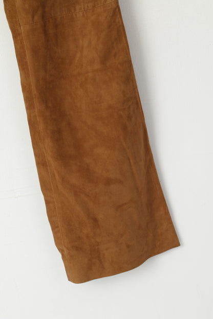 MILANO Di Alba Moda Women 10 36 S Trousers Camel Leather Suede Vintage Pants