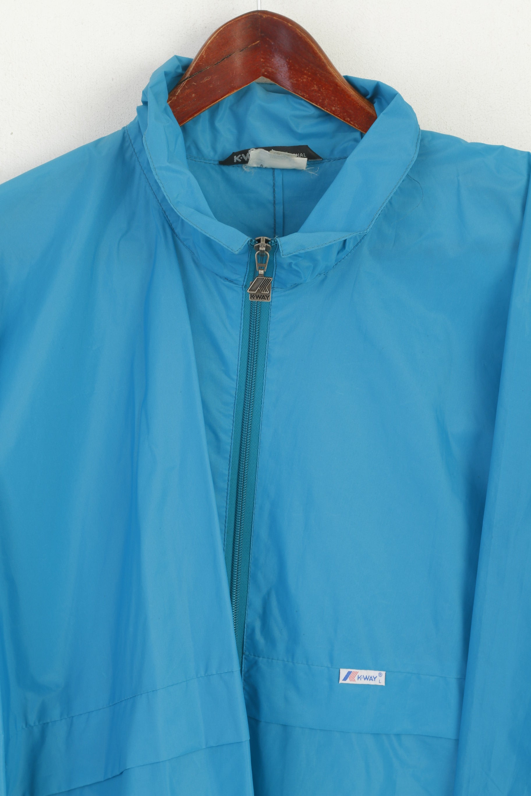 K-Way International Veste L pour homme Turquoise pliable vintage en nylon imperméable