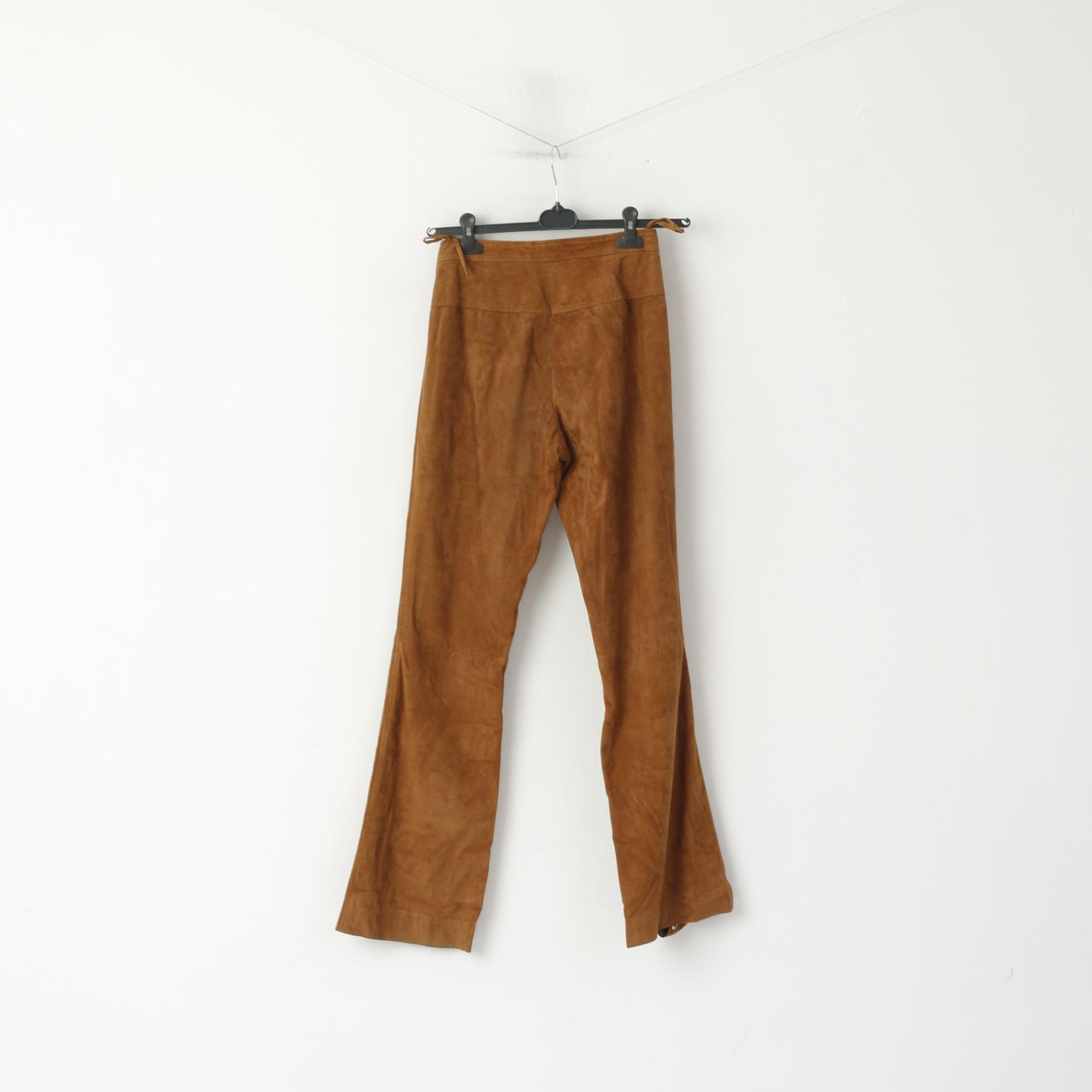 MILANO Di Alba Moda Femme 10 36 S Pantalon Camel Cuir Daim Pantalon Vintage