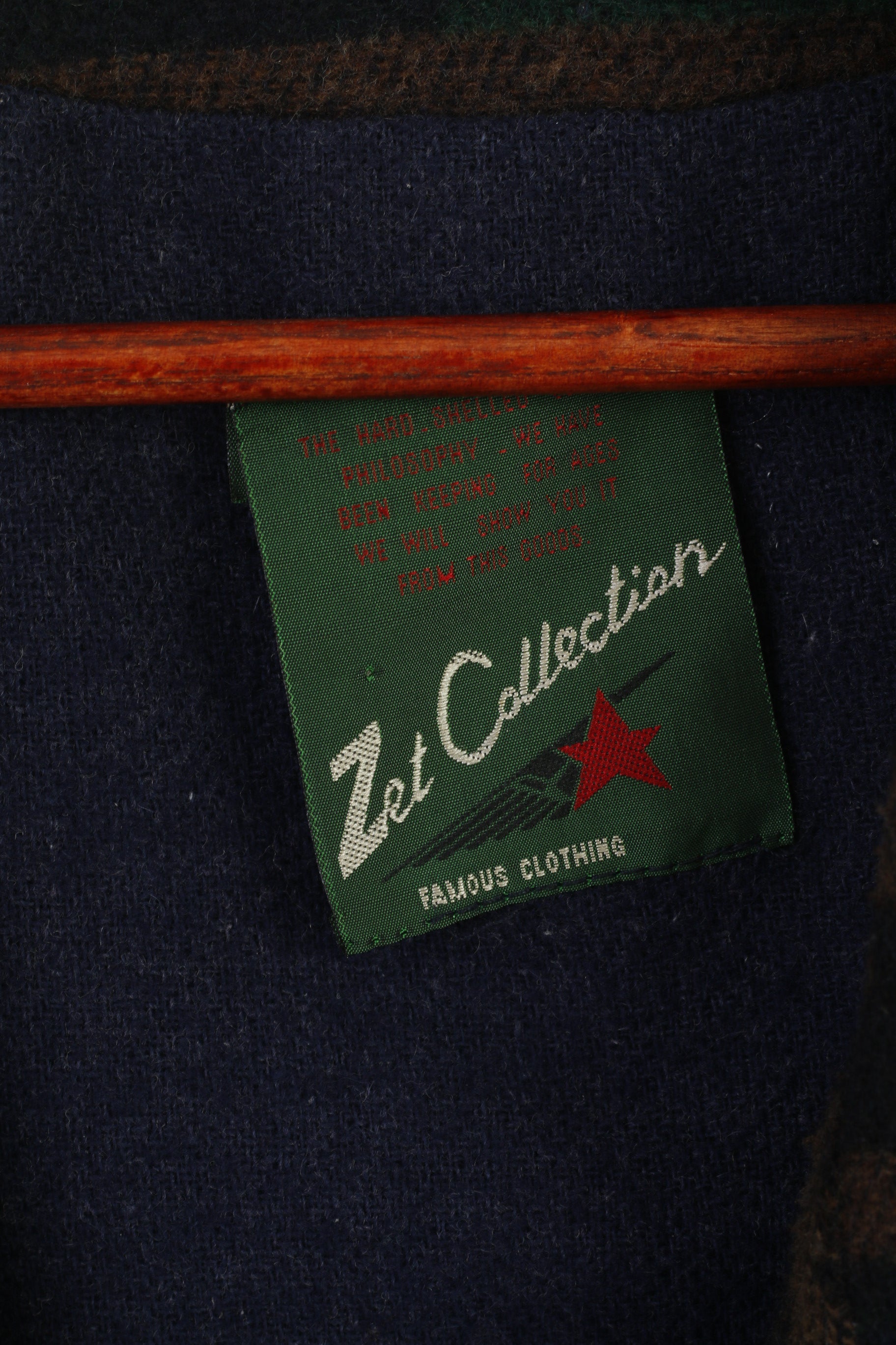 Collezione Zet Giacca da uomo 56 XL in lana blu vintage con spalline azteche retrò