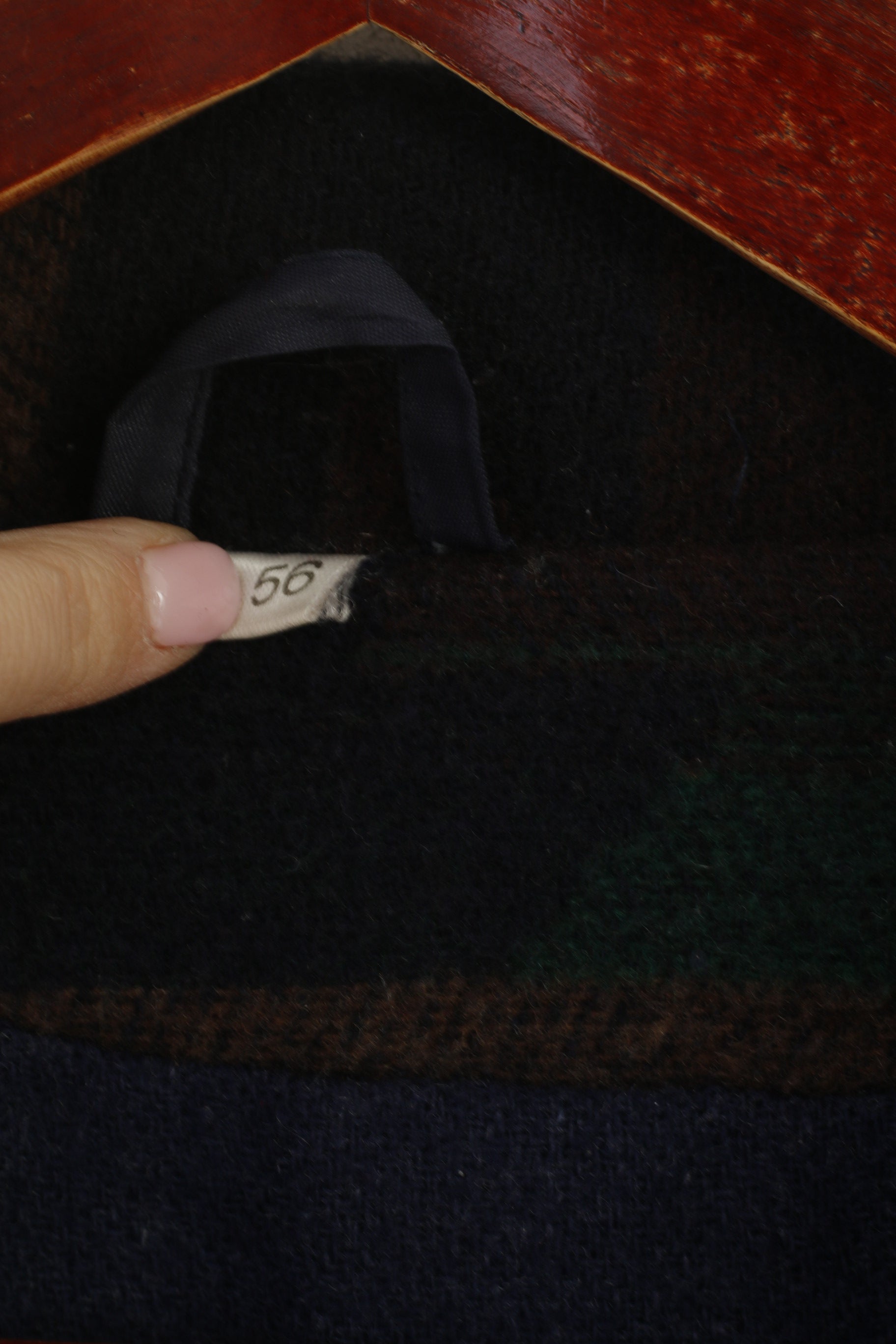 Collezione Zet Giacca da uomo 56 XL in lana blu vintage con spalline azteche retrò