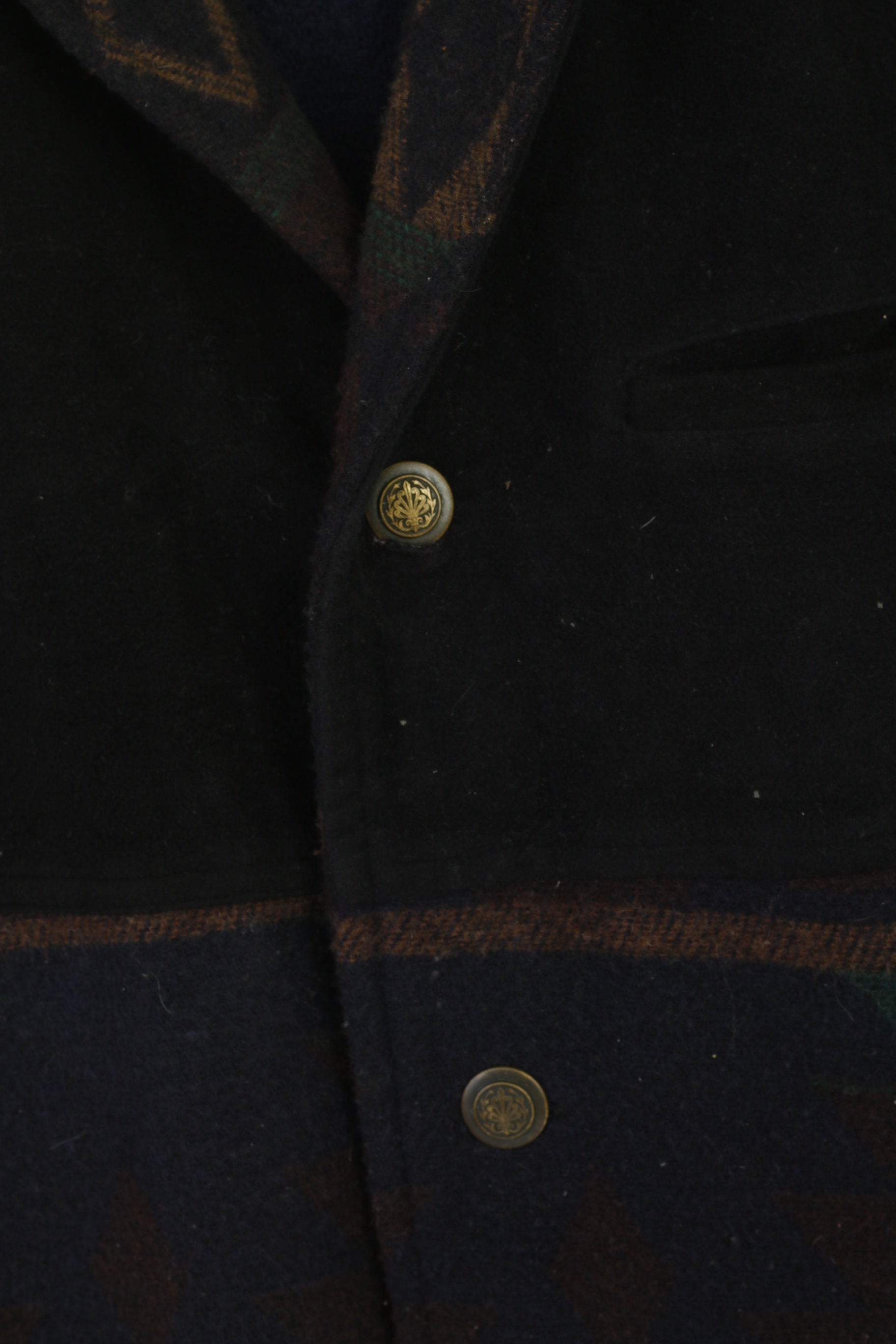 Collezione Zet Giacca da uomo 56 XL in lana blu vintage con spalline azteche retrò