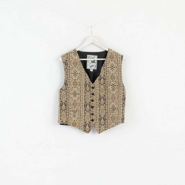 Guy Clerac Paris Women 42 Waistcoat Brown Vintage Buttoned Vest