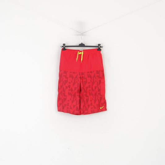 Pantaloncini Nike Ragazzo XL 158-170 13-15 Età Bermuda Sportivi Foderati In Mesh Rosso Vintage