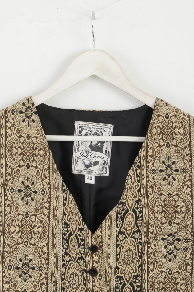 Guy Clerac Paris Women 42 Waistcoat Brown Vintage Buttoned Vest