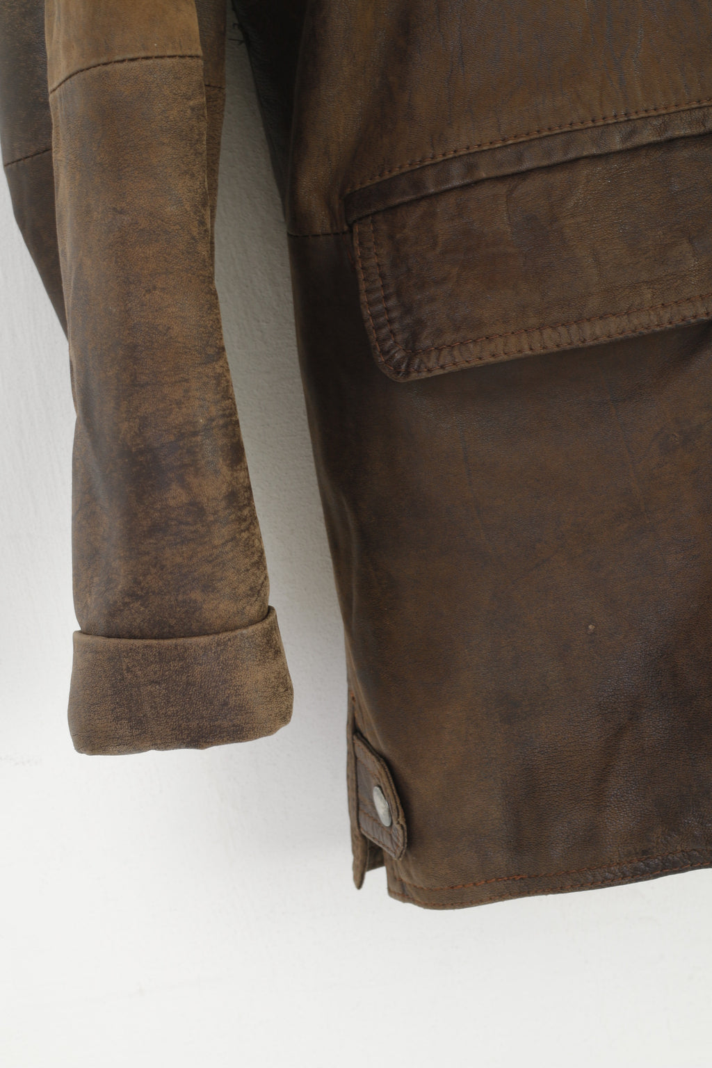 Vintage hommes 50 M veste en cuir Vintage peau douce marron épaulettes haut surdimensionné