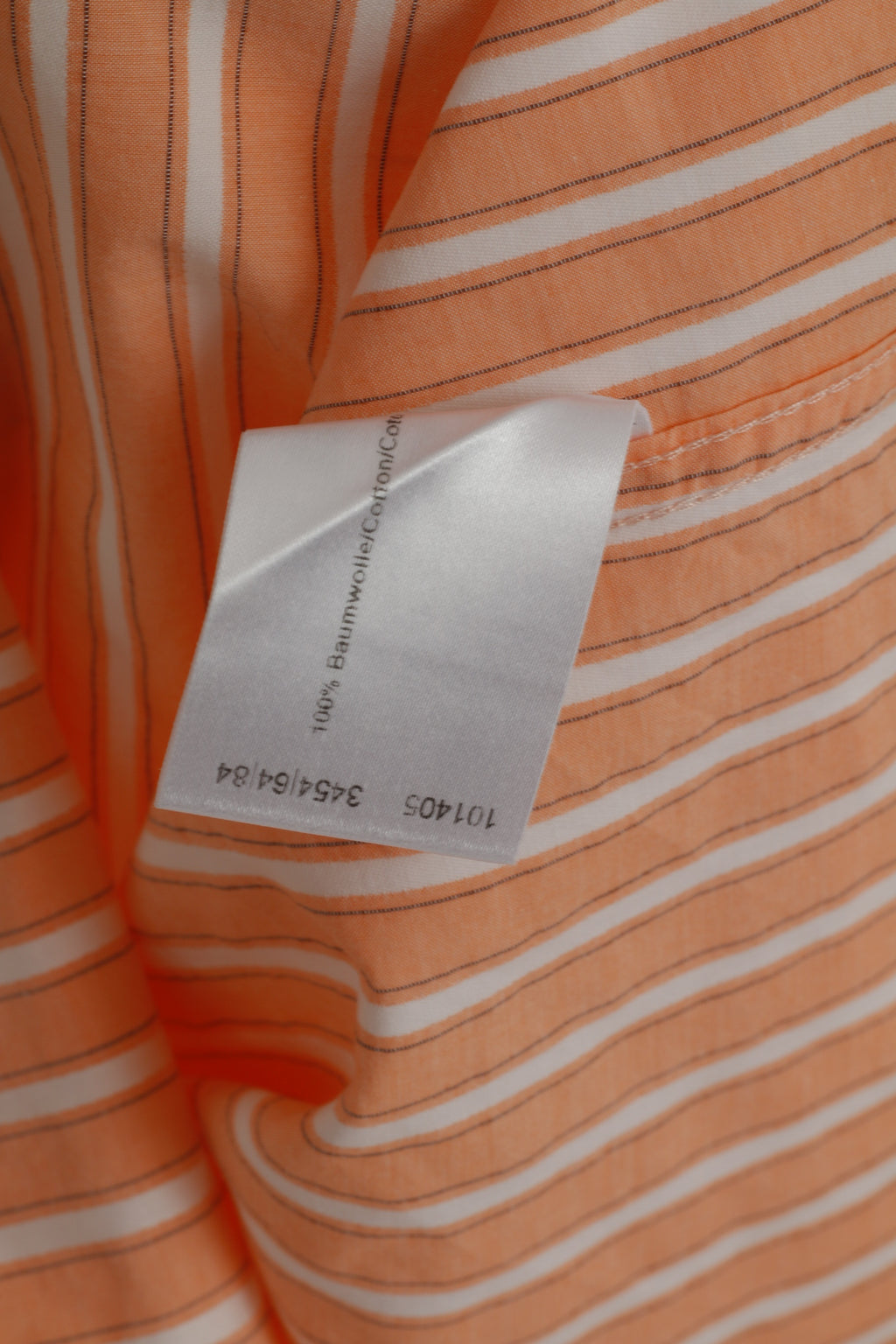 Olymp Novum Men XL Casual Shirt Orange Cotton Striped Slim Line Long Sleeve Top