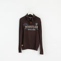 LERROS Mens L Jumper Brown Cotton Whistler Emroidered Zip Neck Sweater
