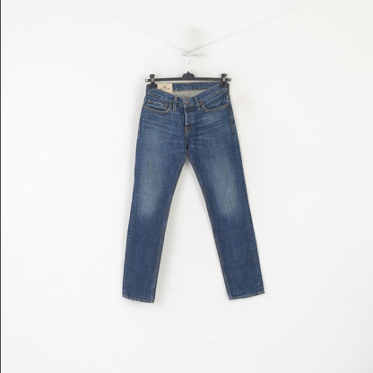 Hollister Donna 28 Pantaloni Jeans Pantaloni classici dritti in cotone denim blu scuro