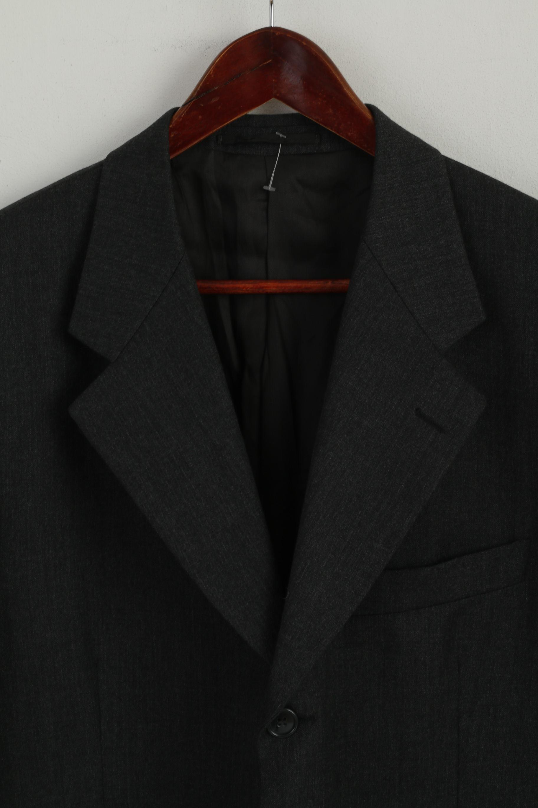 Marlane Men 52 42 Blazer Charcoal Wool Super 100 Made in Italy Classic Jacket