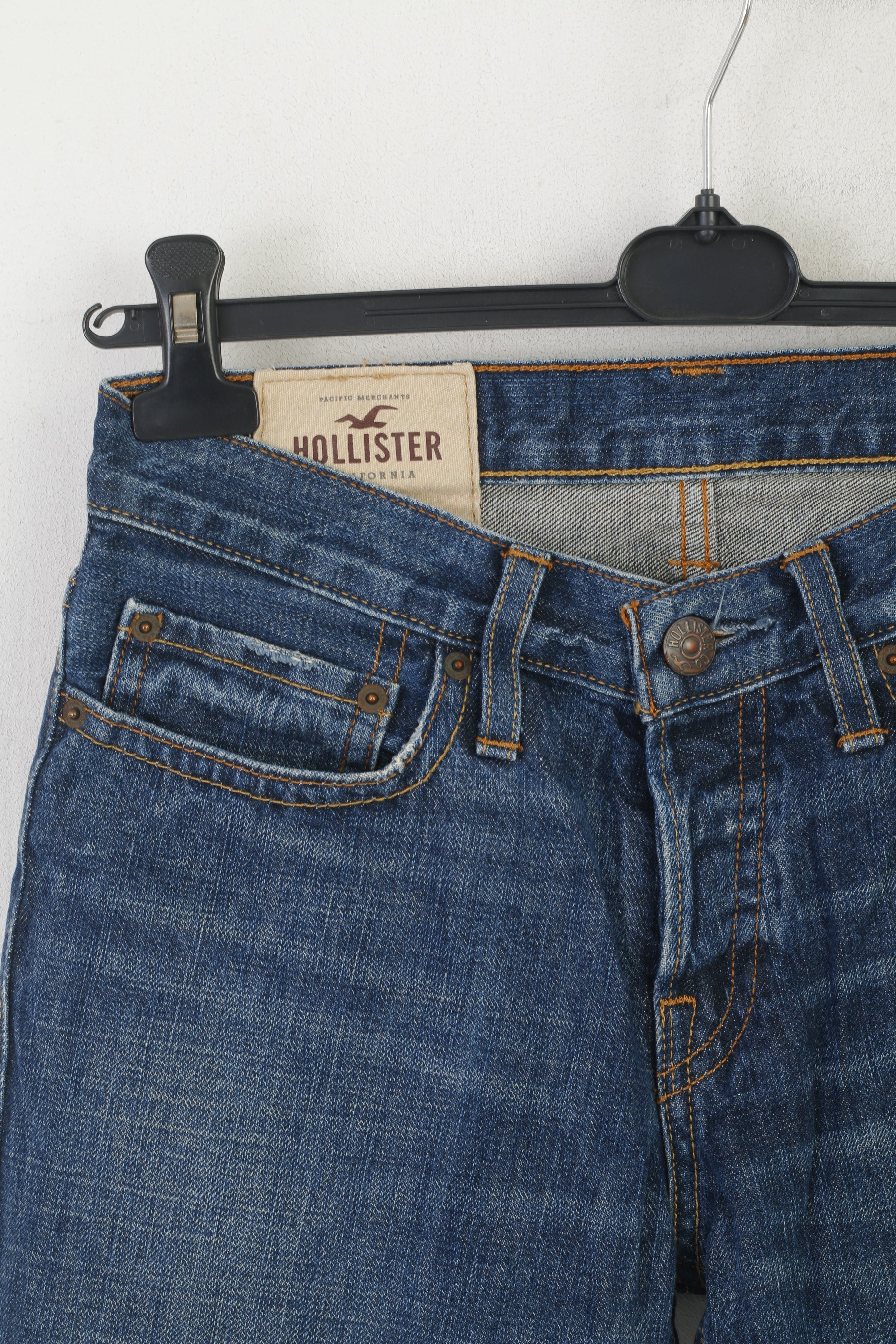Hollister Femme 28 Jeans Pantalons Pantalons Classiques Droits En Coton Denim Bleu Marine
