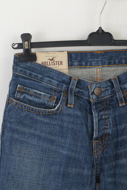 Hollister Women 28 Jeans Trousers Navy Denim Cotton Straight Classic Pants