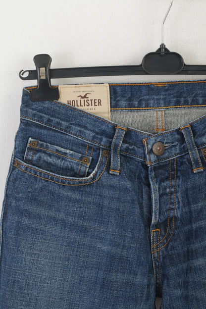 Hollister Donna 28 Pantaloni Jeans Pantaloni classici dritti in cotone denim blu scuro