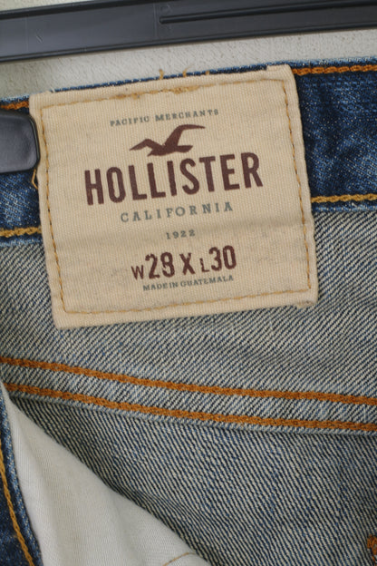 Hollister Donna 28 Pantaloni Jeans Pantaloni classici dritti in cotone denim blu scuro