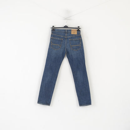 Hollister Donna 28 Pantaloni Jeans Pantaloni classici dritti in cotone denim blu scuro