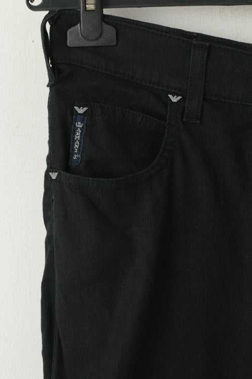 Armani Jeans Femme 30 Pantalon Noir Lin AJ Droit Confort Jambe Taille Haute Pantalon