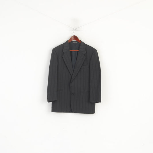 Yves Saint Laurent Uomo 38 Blazer Giacca francese monopetto in lana a righe color carbone