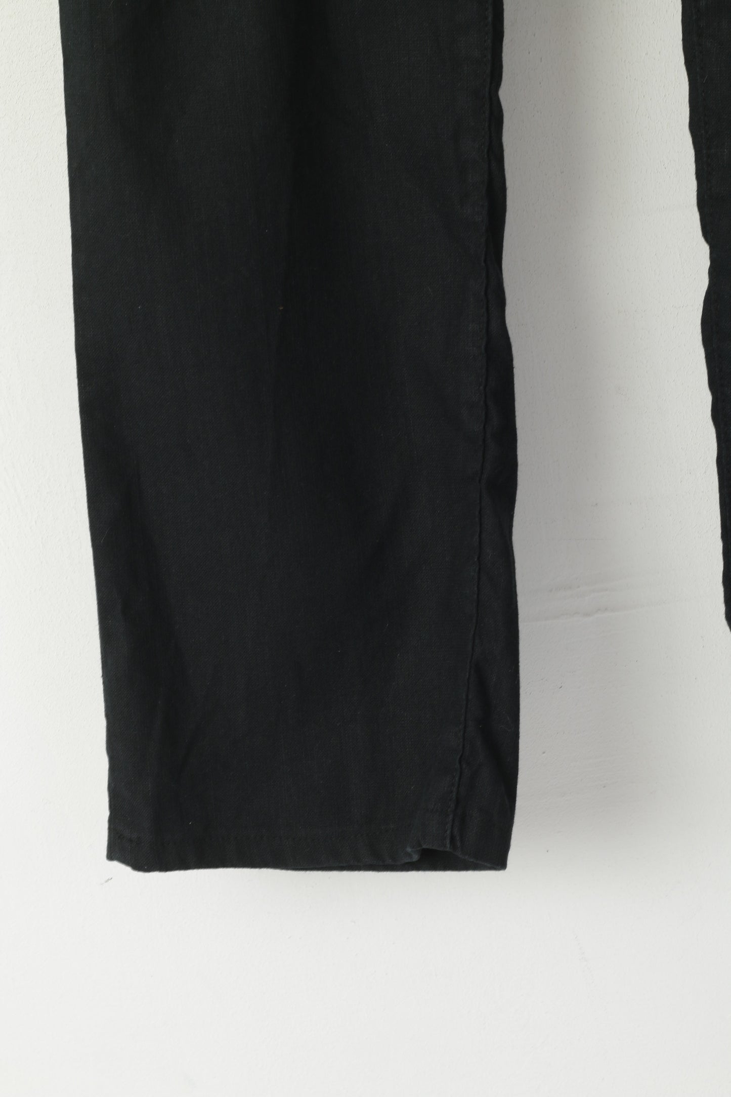 Armani Jeans Women 30 Trousers Black Linen AJ Straight Comfort Leg High Waist Pants