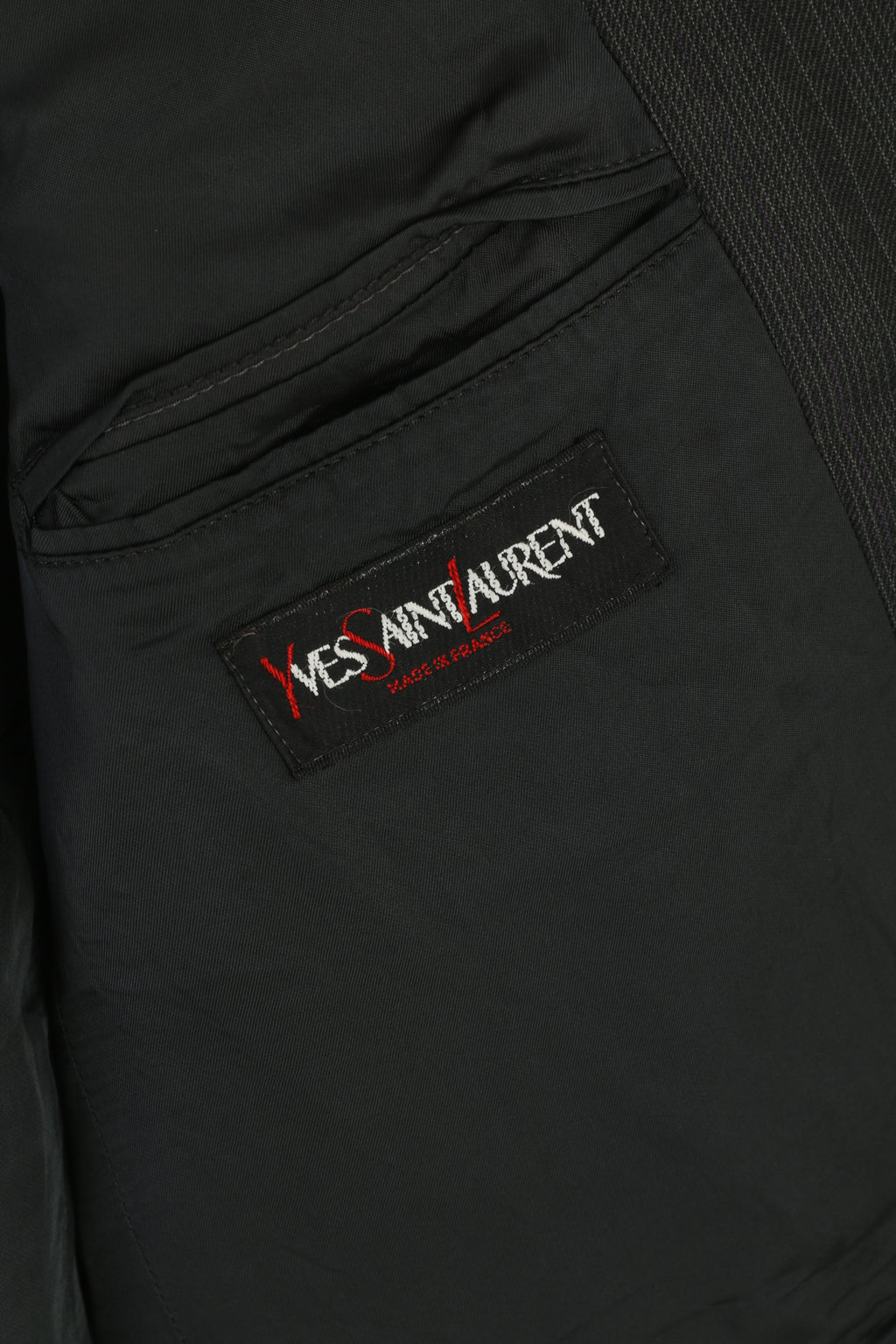 Yves Saint Laurent Hommes 38 Blazer Charbon Rayé Laine Veste France à Simple Boutonnage