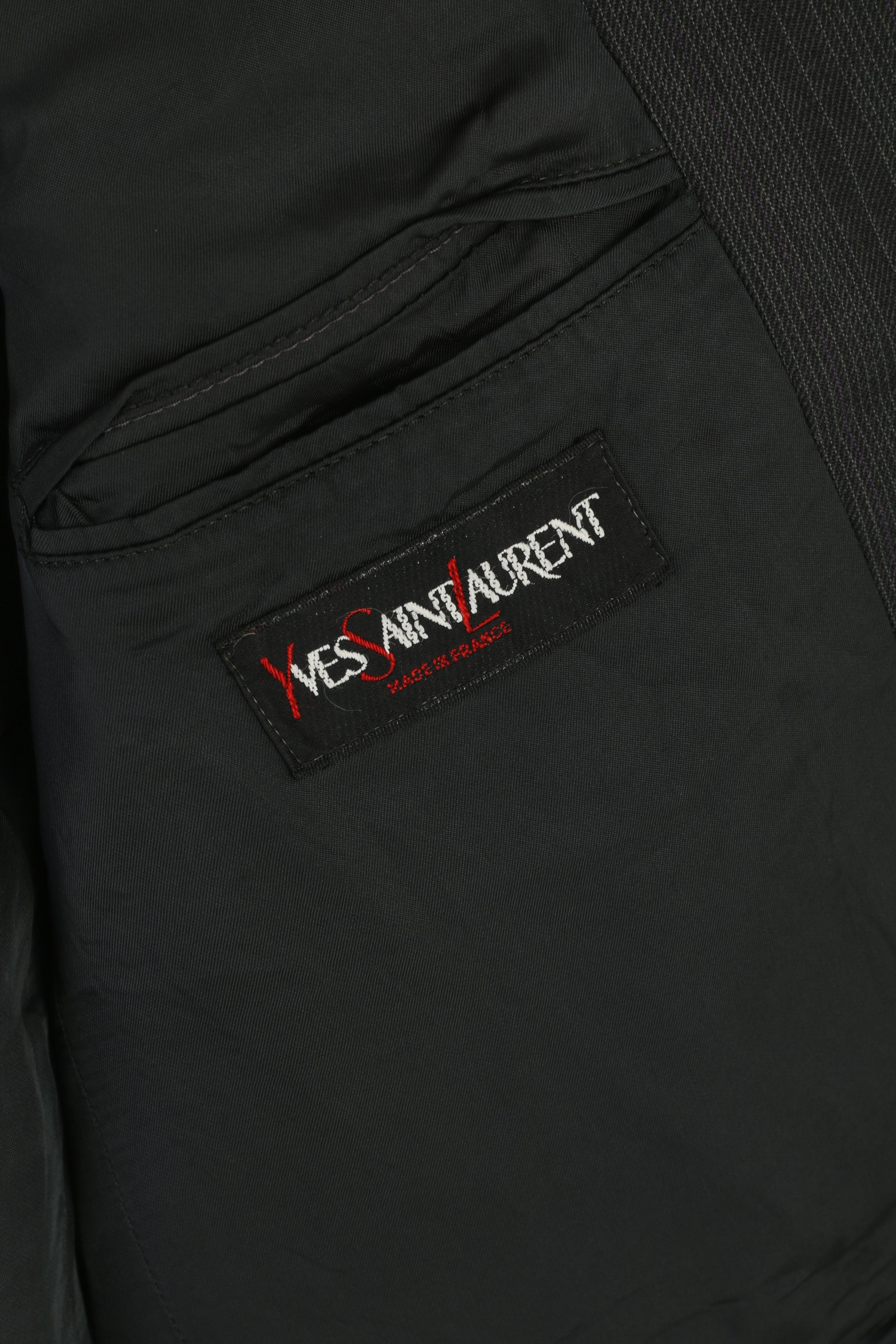 Yves Saint Laurent Hommes 38 Blazer Charbon Rayé Laine Veste France à Simple Boutonnage