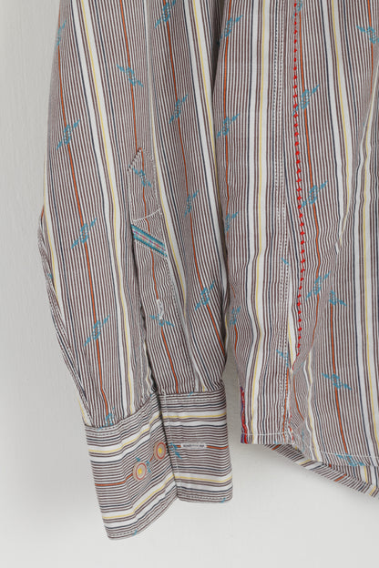 Robert Graham The Freshly Laundered Men M Casual Shirt Multi Striped Cotton Top