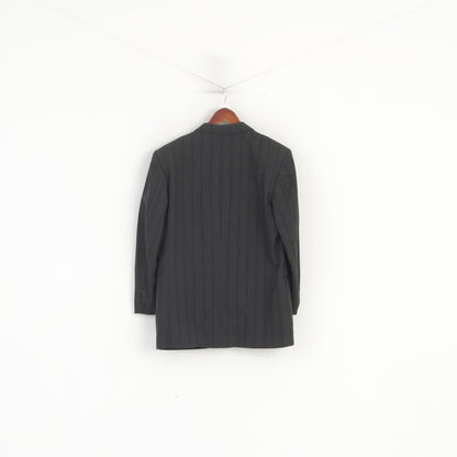 Yves Saint Laurent Men 38 Blazer Charcoal Striped Wool Single Breasted France Jacket