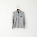 G-Star Raw Men L Casual Shirt Grey Striped Cotton Pocket Slim Fit Long Sleeve Top