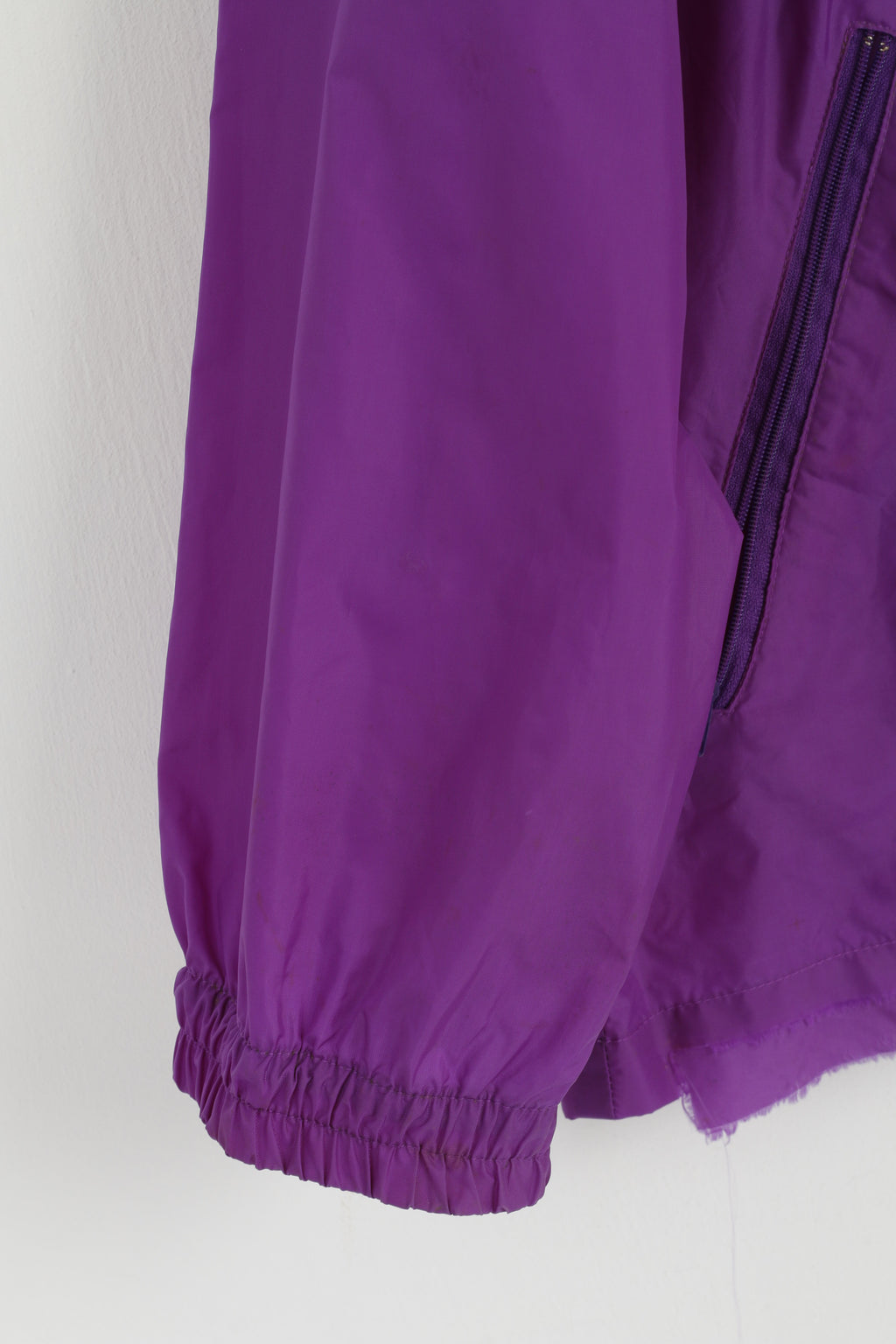 Active Men L Veste de pluie Violet Pull en nylon imperméable rétro avec capuche cachée