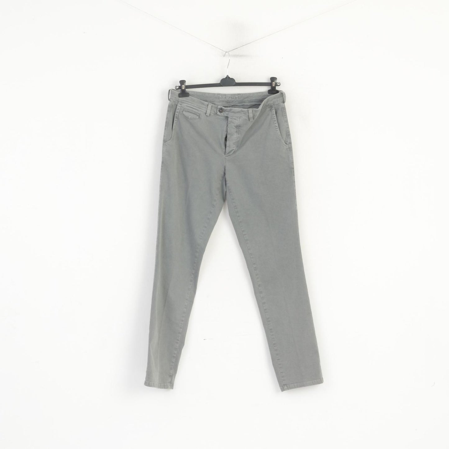 Piatto Men 52 36 Trousers Grey Cotton Elastane Fill Pant -U Chino Made in Italy Pants