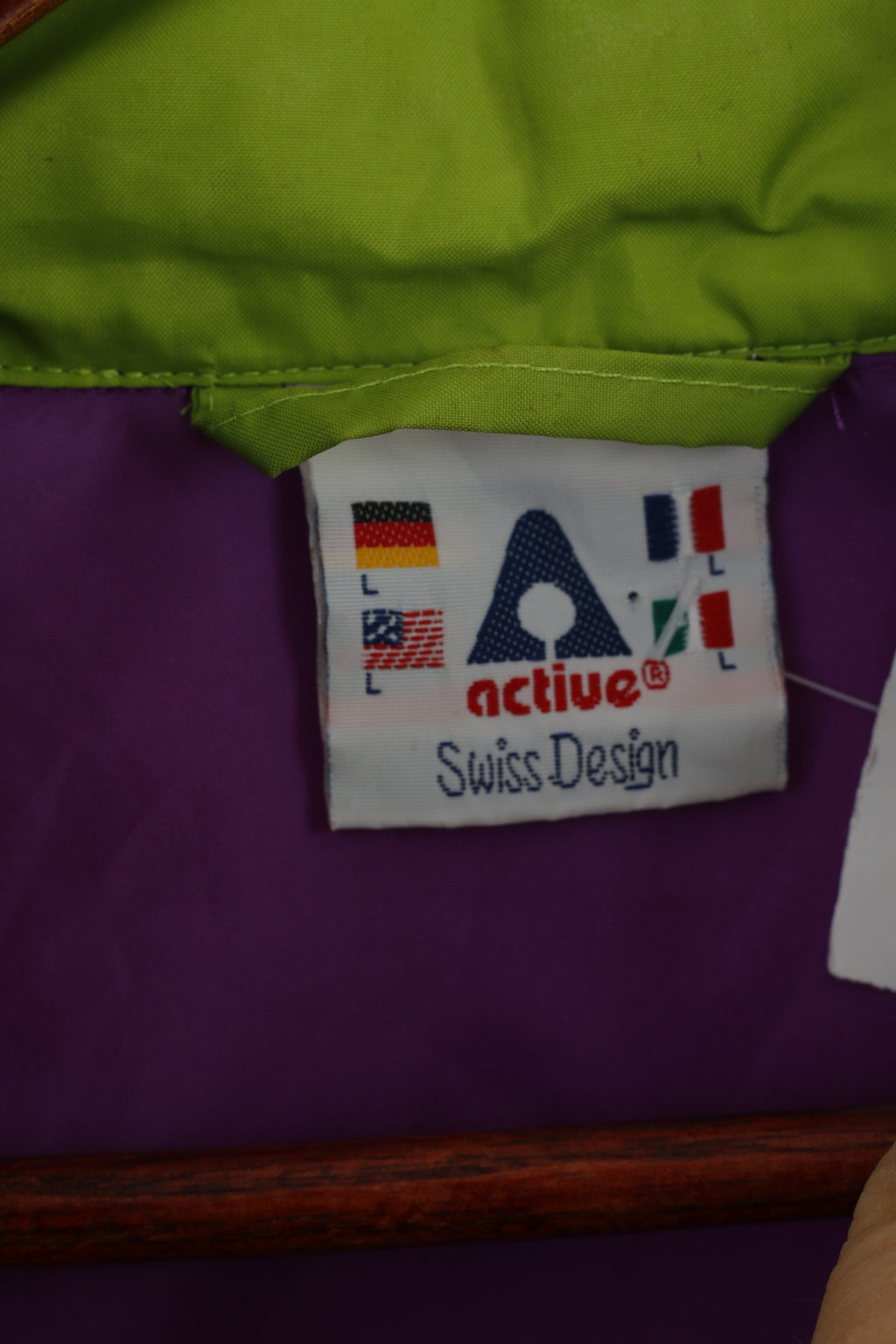 Active Men L Veste de pluie Violet Pull en nylon imperméable rétro avec capuche cachée