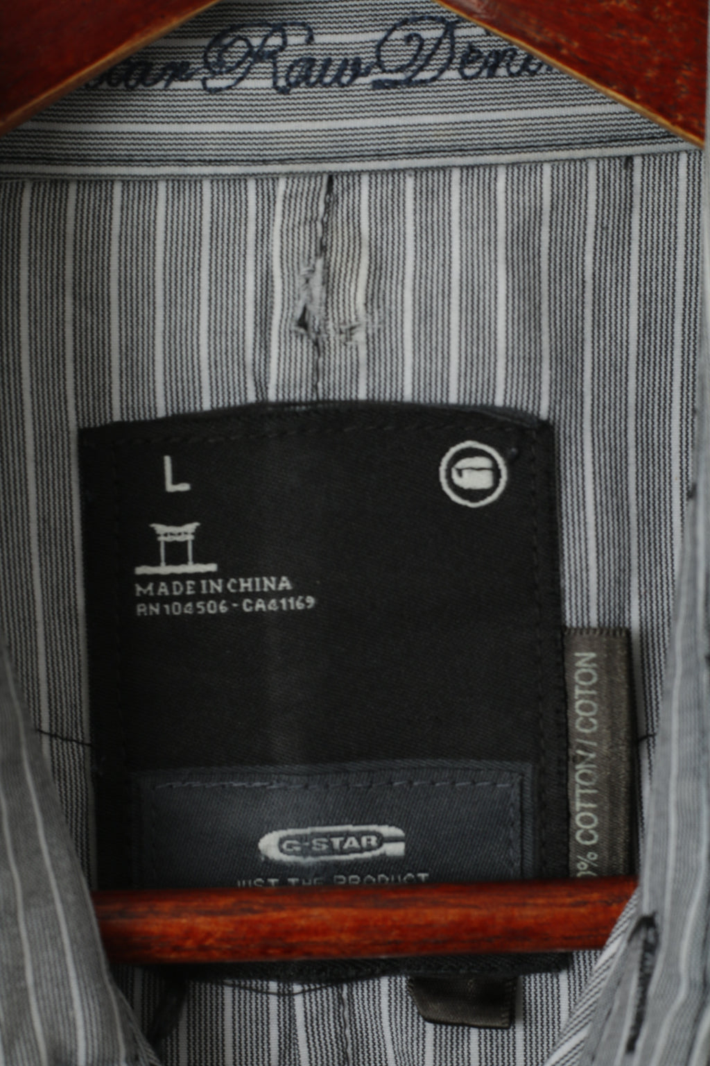 Camicia casual da uomo G-Star Raw L. Top a maniche lunghe slim fit con tasca in cotone a righe grigie