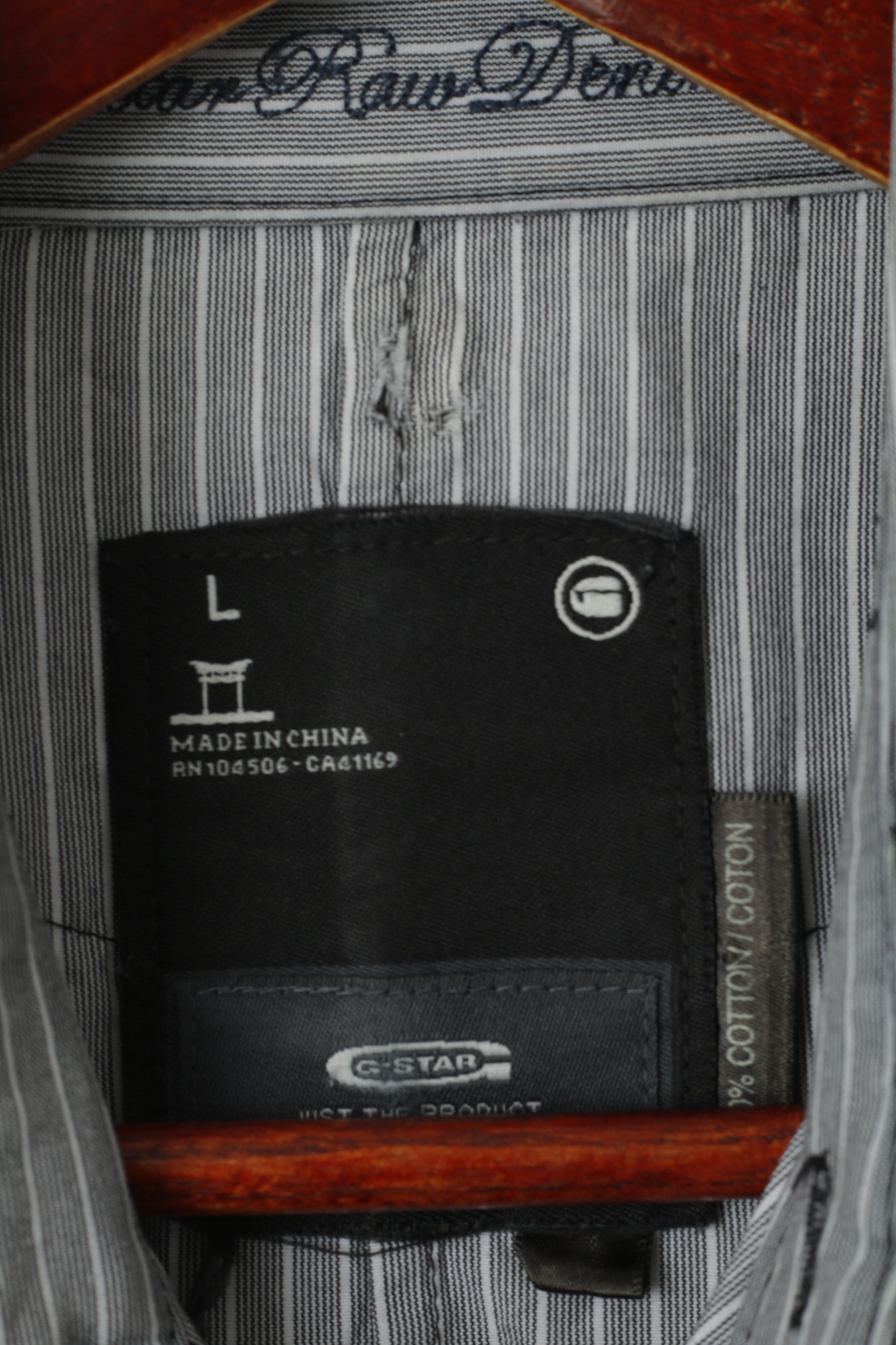 Camicia casual da uomo G-Star Raw L. Top a maniche lunghe slim fit con tasca in cotone a righe grigie