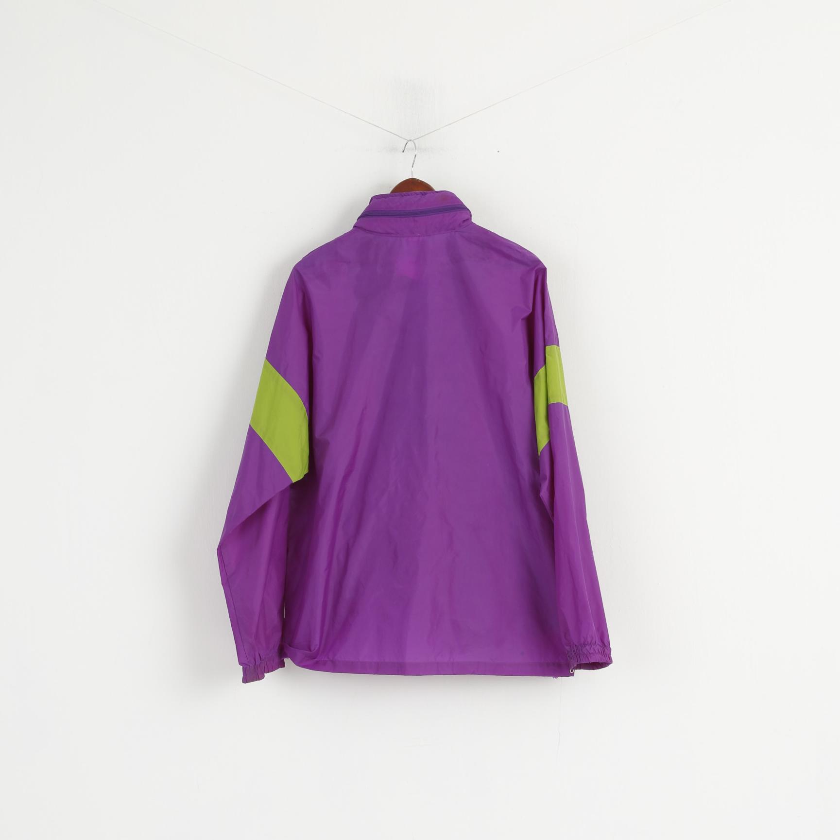Active Men L Veste de pluie Violet Pull en nylon imperméable rétro avec capuche cachée