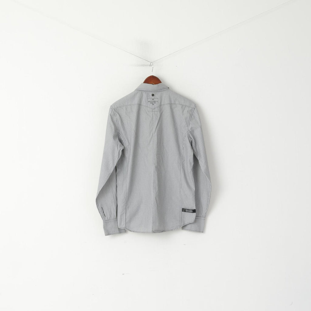 Camicia casual da uomo G-Star Raw L. Top a maniche lunghe slim fit con tasca in cotone a righe grigie