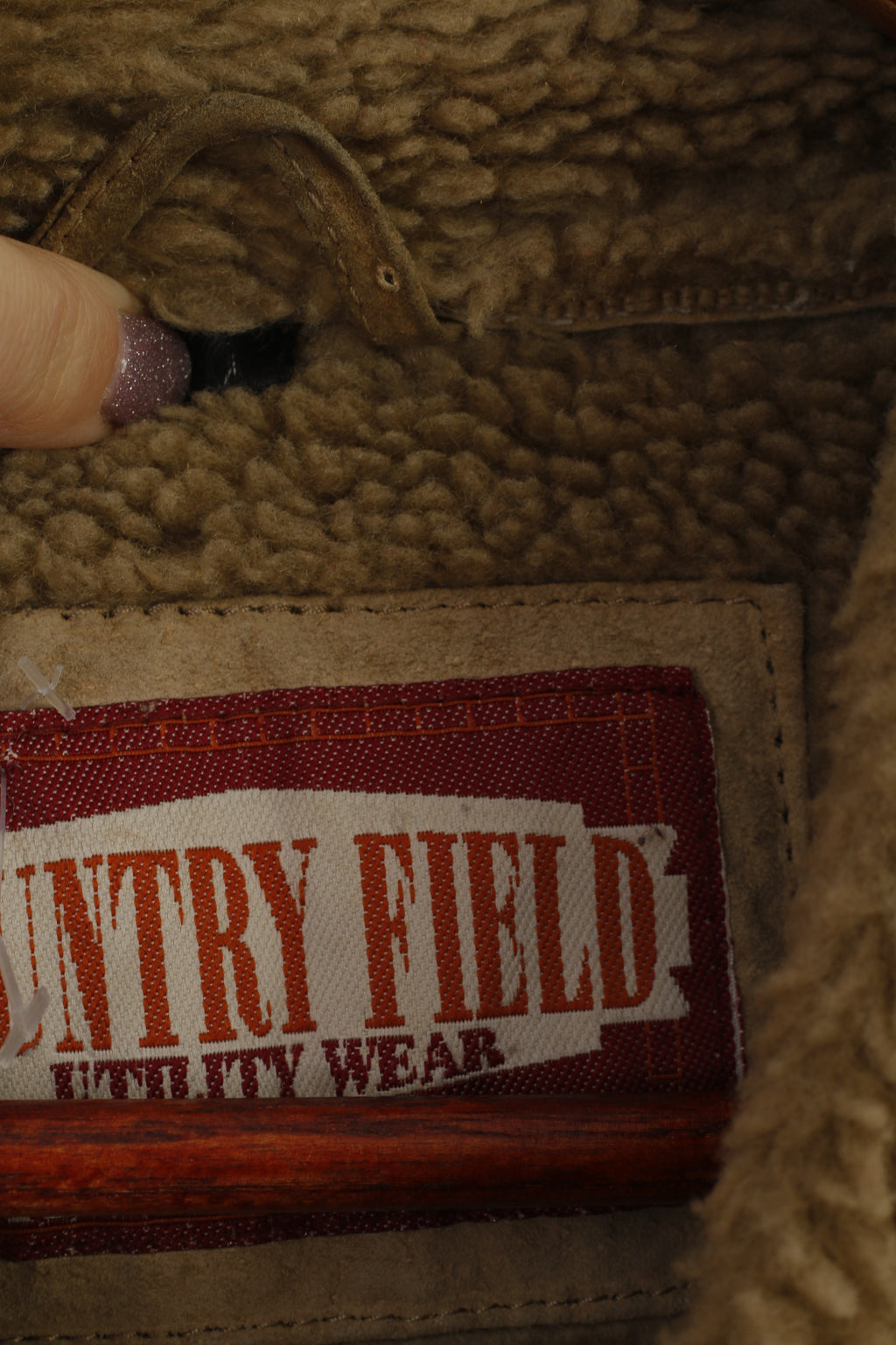 Angelo Litrico C&amp;A Giacca da donna M Giacca in pelle beige vintage Country Field con cerniera