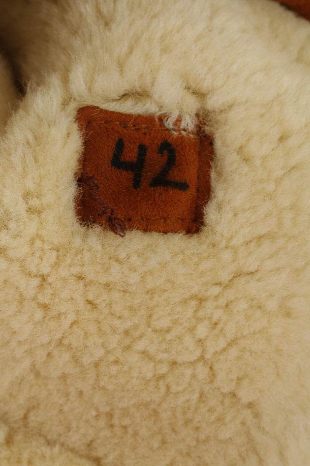 Vintage Womens 42 XXL Jacket Brown Leather Sheep Fur Heavy Warm Top