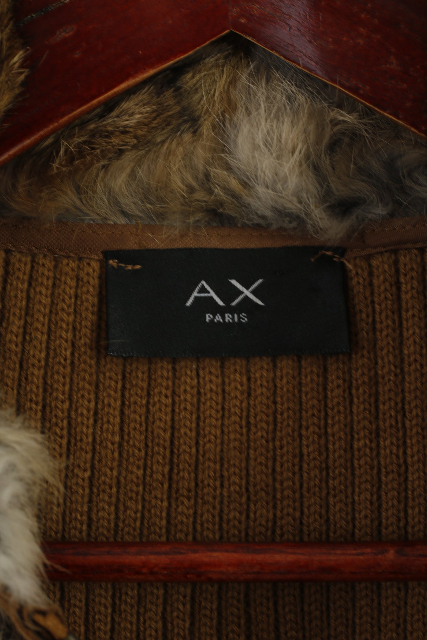 AX Paris Women M Bodywarmer Brown Rabbit Fur Full Zipper Casual Vest