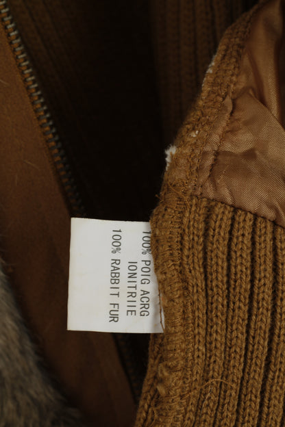 AX Paris Women M Bodywarmer Brown Rabbit Fur Full Zipper Casual Vest