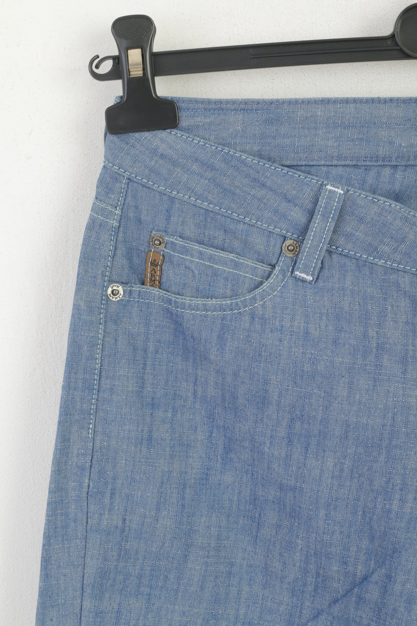 Armani Jeans Women 27 Trousers Blue Cotton Italy Indigo Series 004 Bootcut Pants