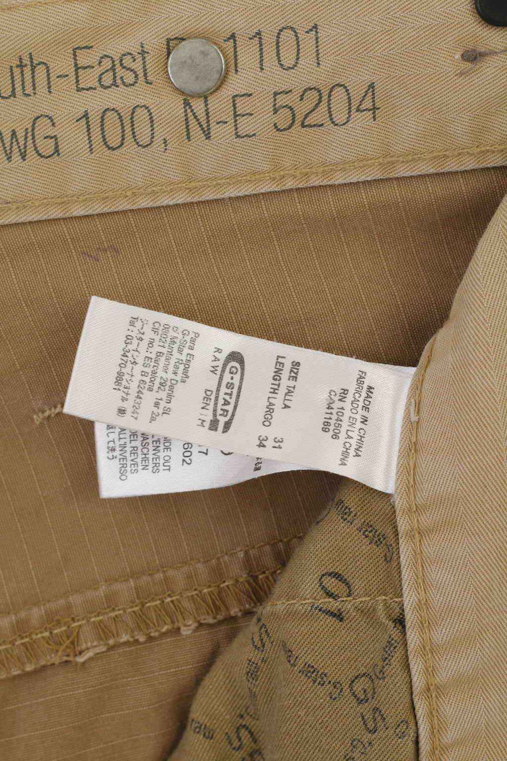 G-Star Raw Hommes 31 Pantalon Marron Coton 3301Radar Slacks Rope Pantalon Classique