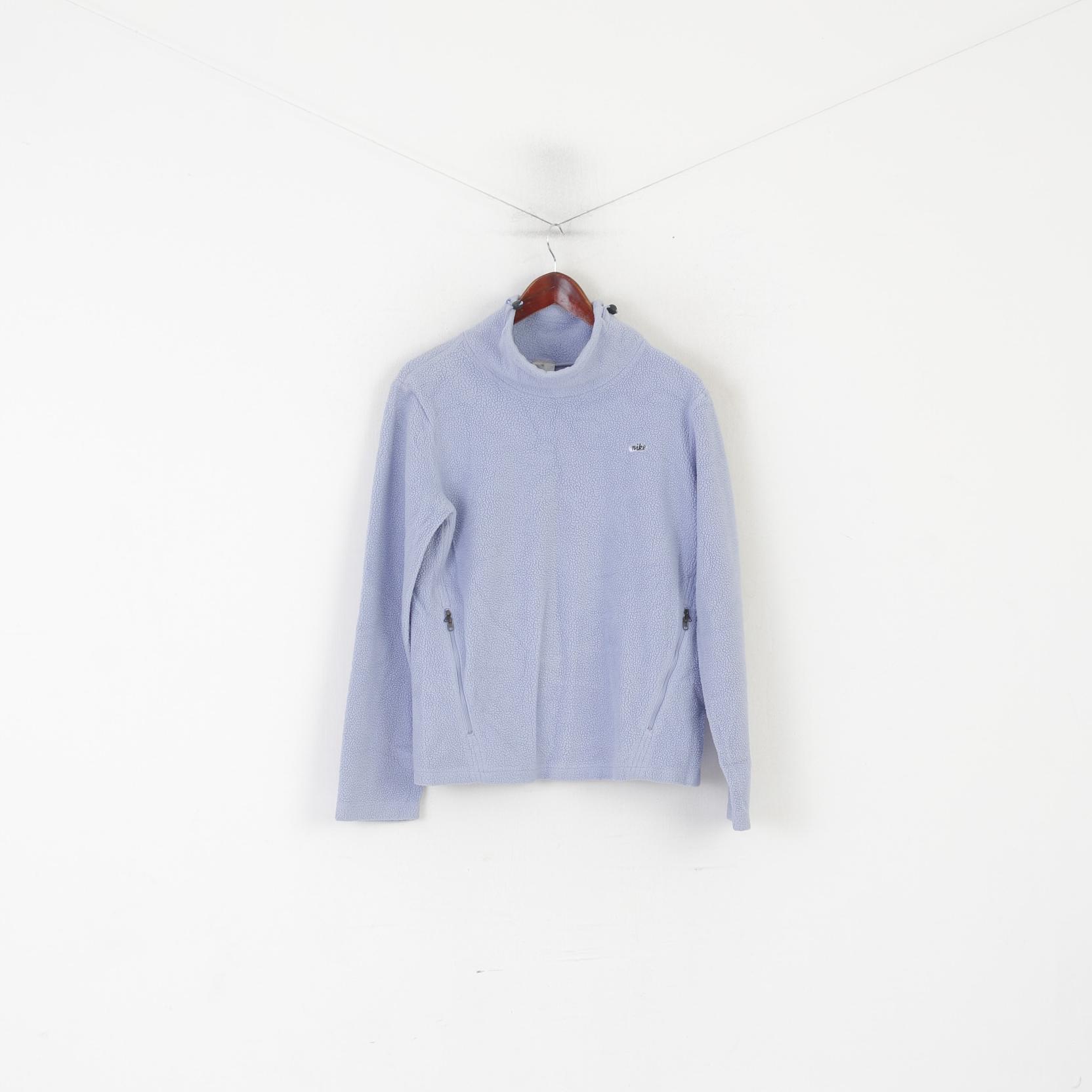 Nike Women L 14/16 (M) Fleece Top Violet Vintage Sweatshirt Funel Neck Outdoor Top